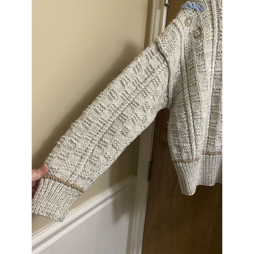 Vintage Liz Claiborne Hand Knit Wool Button-up Sweater Pastel Designs Grandma L - Picture 11 of 16